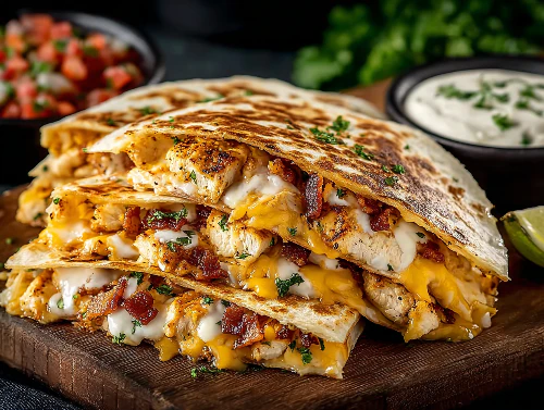 Chicken, Bacon, & Ranch Quesadillas from Front Porch Pantry.