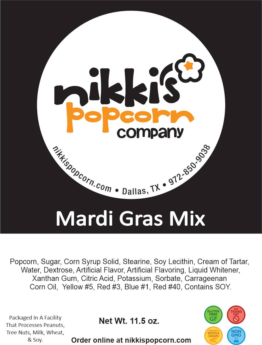 4 Cup Peg Bag - Mardi Gras Mix Popcorn