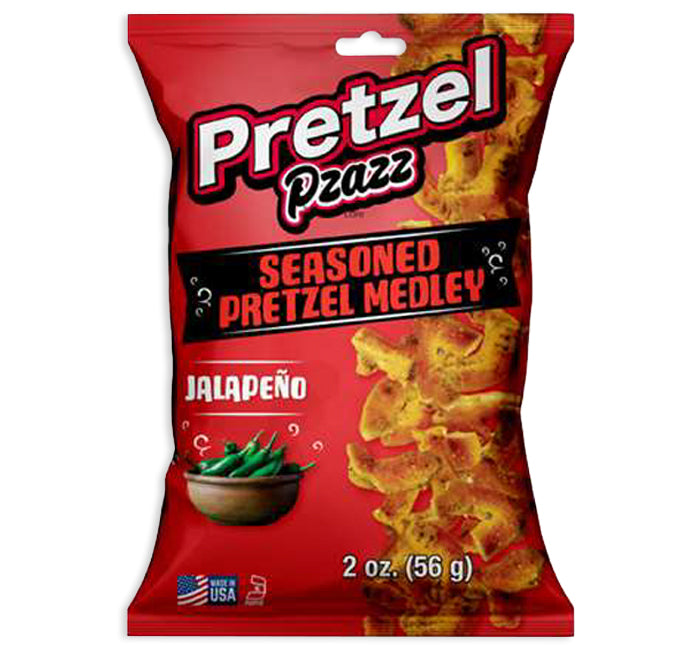 PRETZEL PZAZZ SEASONED PRETZEL MEDLEY PEG BAG-JALAPENO