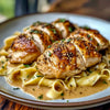 Brandy Peppercorn Chicken, Butter Noodles