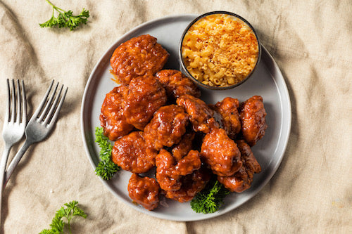 Brown Sugar BBQ Chicken, Macaroni & Cheese, & Green Beans
