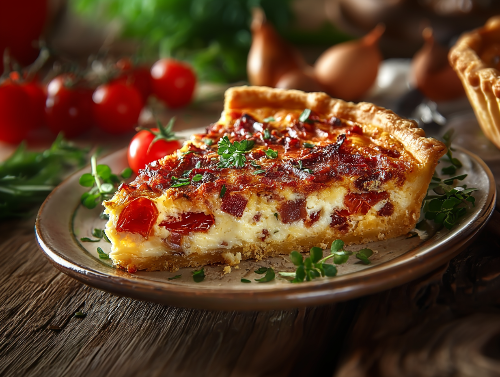 Bacon, Onion, Tomato Quiche - NEW