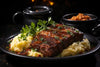 Garlic Glazed Pork Ribeye Steak, Loaded Mashed Potatoes, Fresh Veggies - NEW