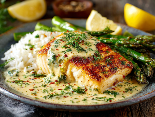 Blackened Cajun Red Fish, Jasmine Rice and Asparagus - NEW