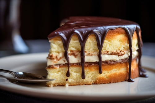 Boston Cream Cake with Ghirardelli Chocolate Frosting - Sweet Saturday