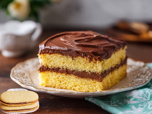 Milano Butter Cake Slice, Ghirardelli Chocolate Frosting - Sweet Saturday