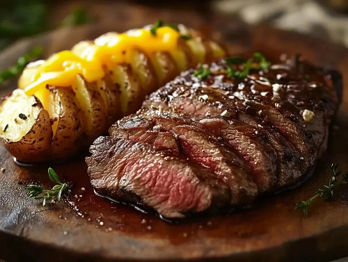 Cattleman's Steak, Hasselback Potatoes & Broccoli