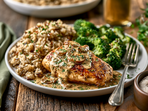 Chicken Gloria, Wild Rice Risotto, Broccoli - NEW