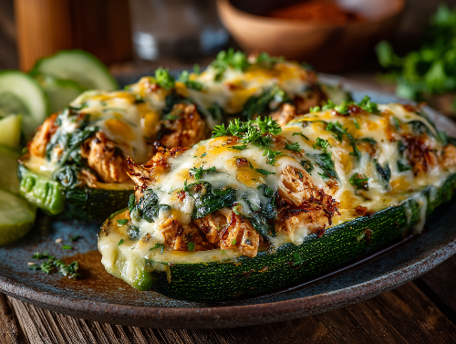 Chicken Stuffed Zucchini - Lower Carb