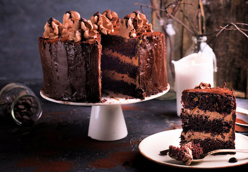 Coffee and Cream Chocolate Cake Slice