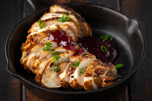 Cranberry Glazed Chicken, Rice Pilaf, Carrots & Green Beans