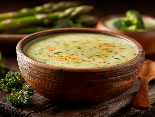 Cream of Broccoli and Asparagus Soup
