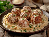 Juicy Chicken Meatballs & Pasta Alfredo