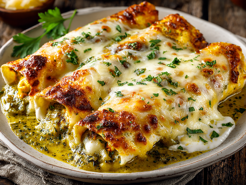 Creamy Hatch Chicken Enchiladas
