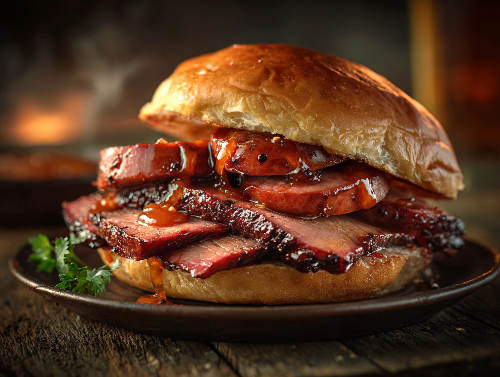 Maple Smoked Brisket and Sausage Sandwich - NEW
