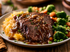 Grandma's Sunday Pot Roast, Hash Brown Casserole, Veggie Medley - NEW