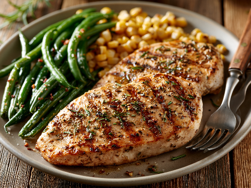 Herb de Provence Chicken, Green Beans, and Corn