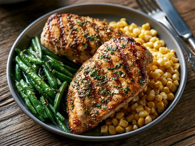 Herb de Provence Chicken, Green Beans, and Corn