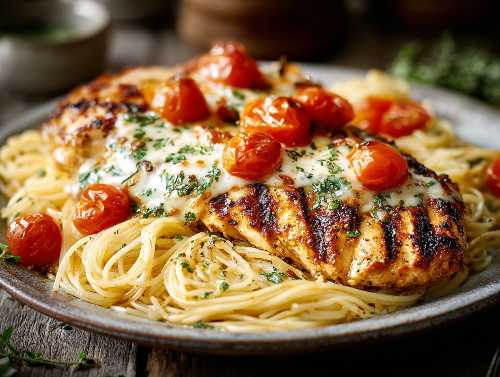 Italian Bruschetta Chicken over Angel Hair Pasta - NEW