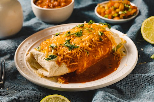 Jumbo Beef Burrito & Queso Refried Beans