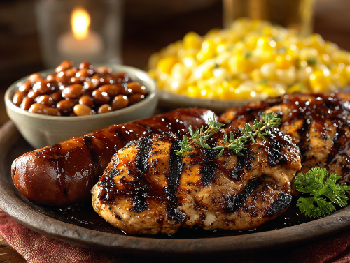 Chicken and Sausage BBQ Platter