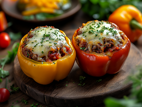 Lasagna Stuffed Peppers - Lower Carb