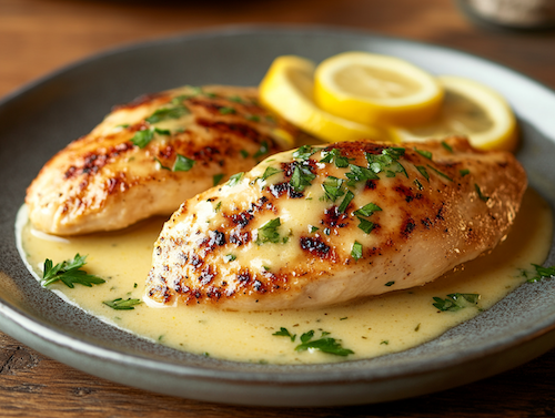 Light Lemon Dijon Chicken, Fresh Veggies with Asparagus