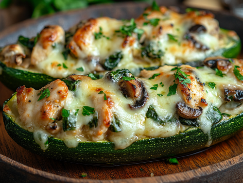 Loaded Chicken, Spinach, Mushroom, Ricotta Zucchini