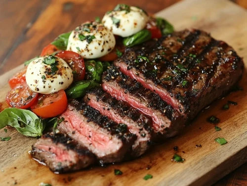 New York Strip Steak Caprese, Savory Potato Wedges
