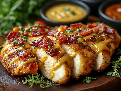 Onion Pecan Toastie Chicken, Fingerling Potatoes, Garden Veggies