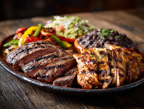 Ranchero Fajitas Dinner, Black Beans, Peppers, Guacamole