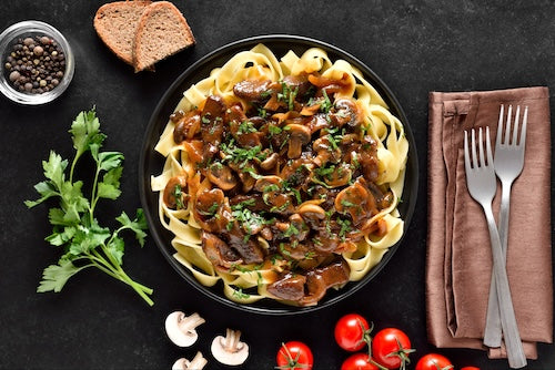 Southern Beef Stroganoff, Buttered Noodles