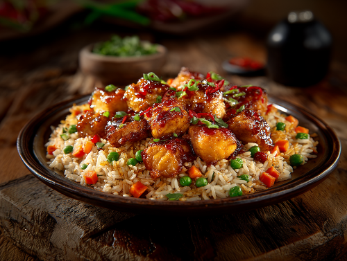 Sweet Chili Garlic Chicken, Fried Rice