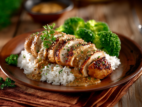 Thai Peanut Ginger Chicken, Rice, Broccoli - NEW