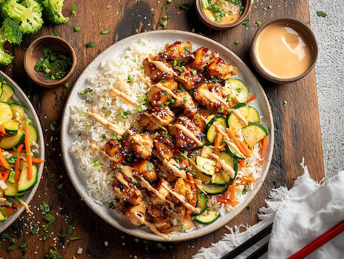 Yum Yum Chicken, Fried Rice, Stir Fried Vegetables - NEW