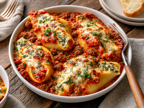 Baked Beef Stuffed Shells