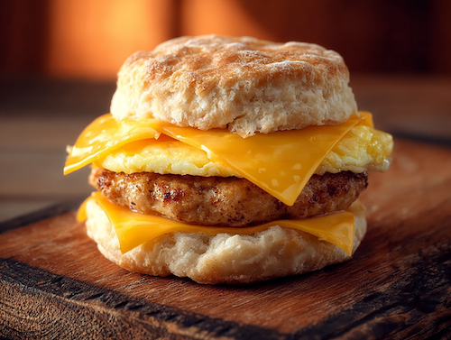 Scrambled Egg, Sausage, Cheese Biscuit