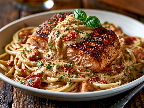 Baked Salmon Linguine