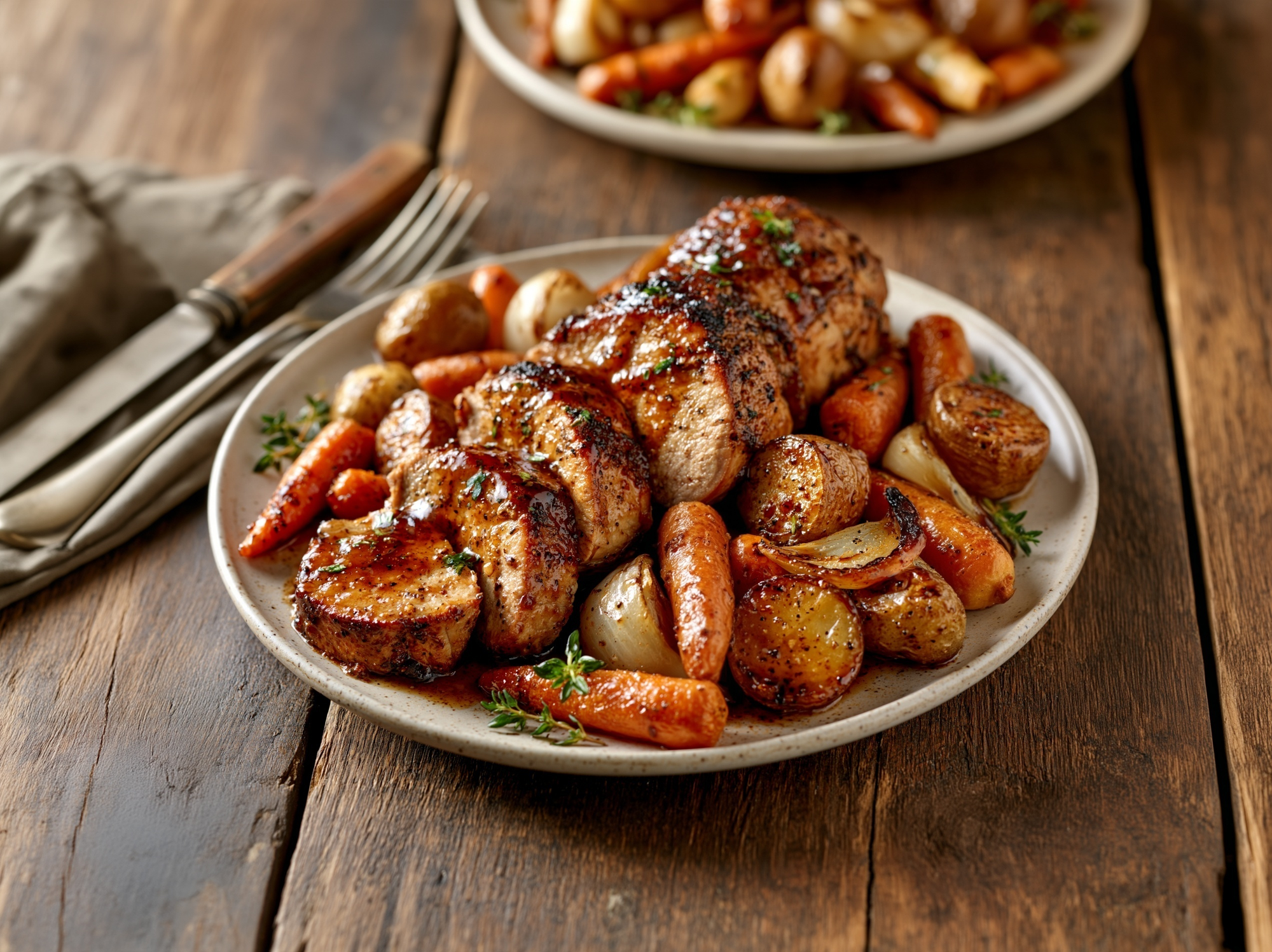 Apple Cider Glazed Pork Tenderloin, Honey Roasted Veggies, Yukon Potatoes - NEW