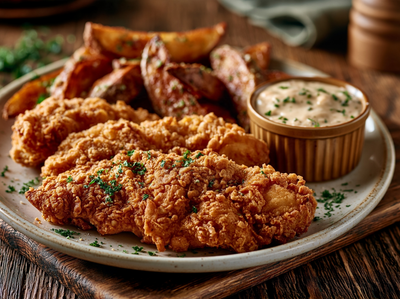 Honey Fried Chicken Tenders, Savory Potato Wedges, Ranch - NEW