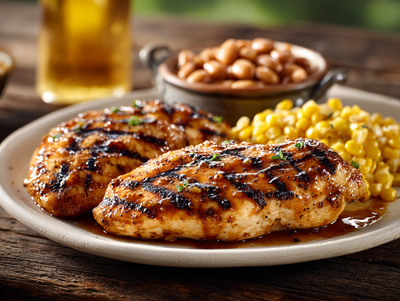 Peach BBQ Chicken, Sweet Corn, Baked Beans - NEW