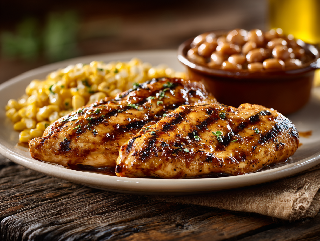 Peach BBQ Chicken, Sweet Corn, Baked Beans - NEW