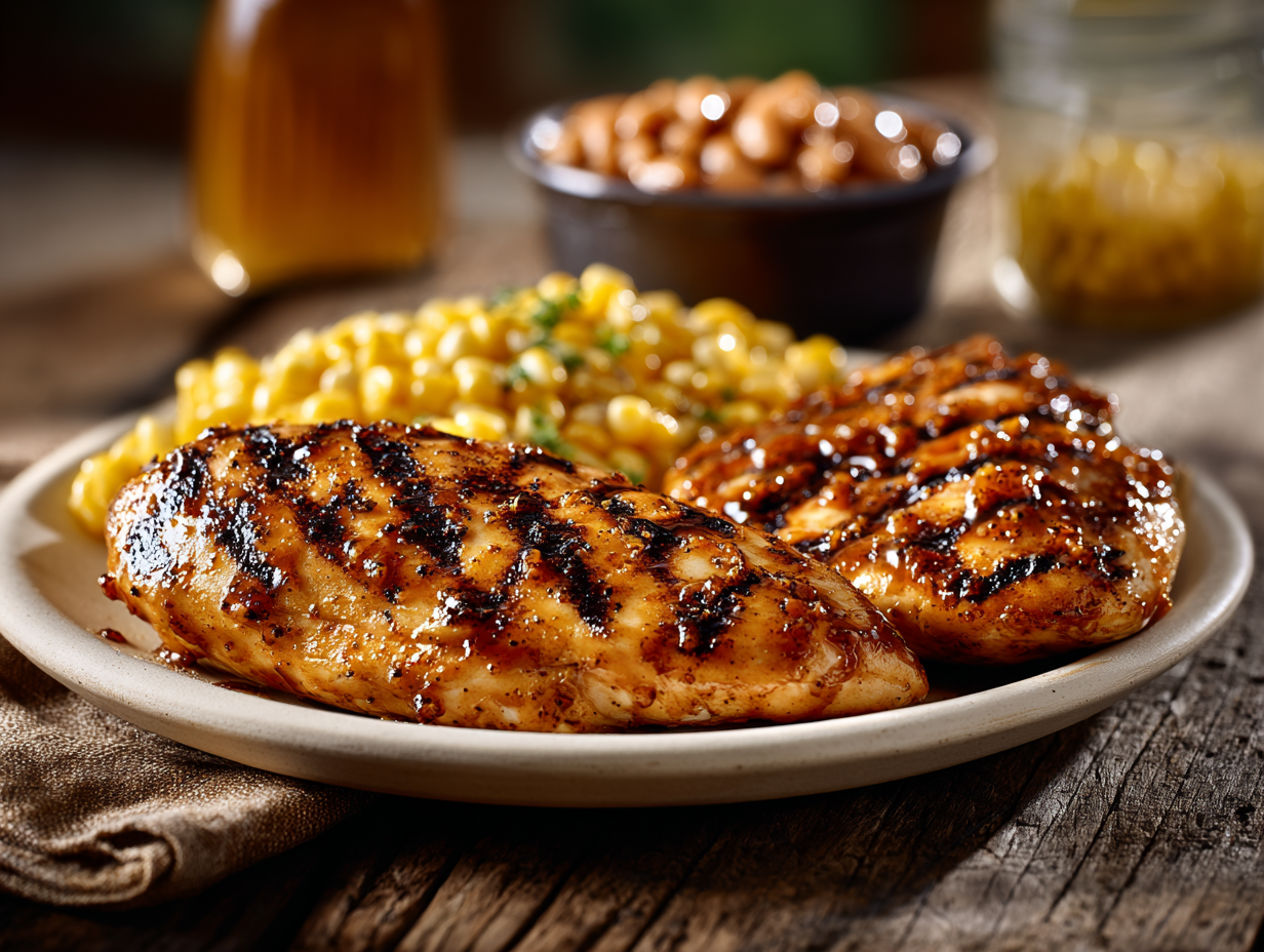 Peach BBQ Chicken, Sweet Corn, Baked Beans - NEW