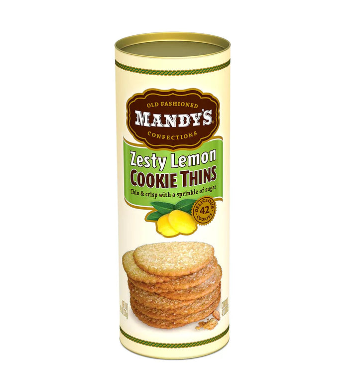 Mandy'S Cookie Thins, Zesty Lemon, 4.6 Ounce