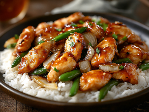 Chinese Chicken, Green Beans, and Onion Stir Fry - NEW