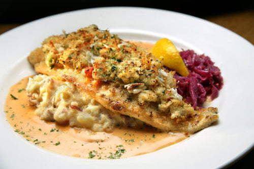 Red Fish Pontchartrain, Shrimp, Crabmeat, Cauliflower Mashed Potatoes