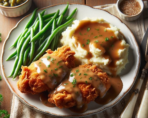 Southern Oven-Fried Chicken Tenders, Mashed Potatoes, Green Beans