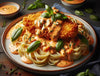 Southern-Style Romano Crusted Chicken Creamy Basil Marinara Angel Hair Pasta