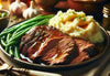 Rustic Garlic Chuck Roast, Mashed Potatoes, Green Beans