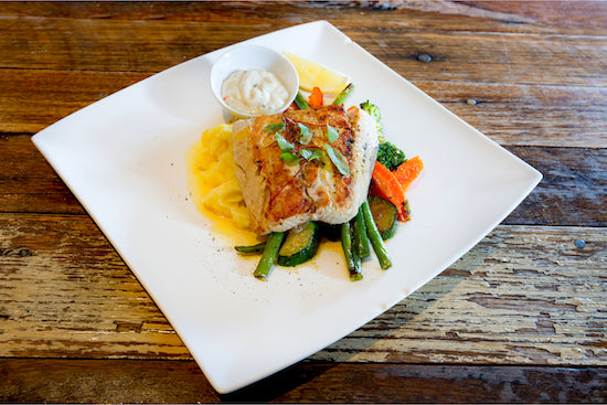 Barramundi Fish with Cauliflower Mash and Veggies - Low Carb